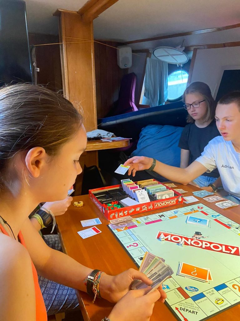 Students playing Monopoly in the Messroom