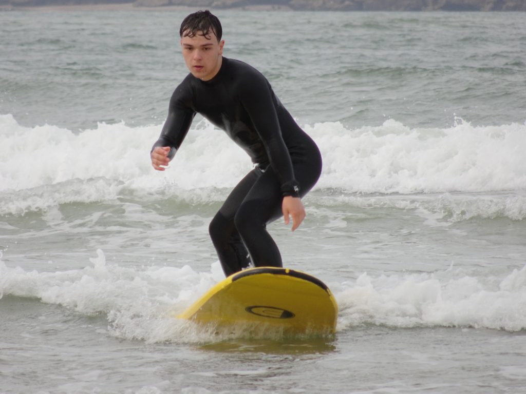 A student surfing